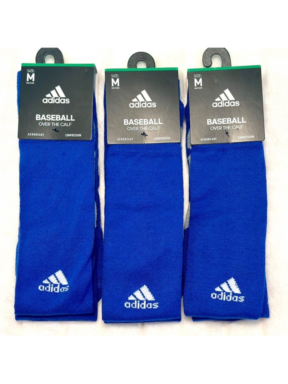 Adidas Baseball Socks 3 Pair Lot Royal Blue OTC Compression Aeroready Mens 5-8.5